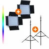 Rollei Flächenleuchten|Flächenleuchten-Bundle 2x LUMIS Panel 600 RGB inkl. Stativ