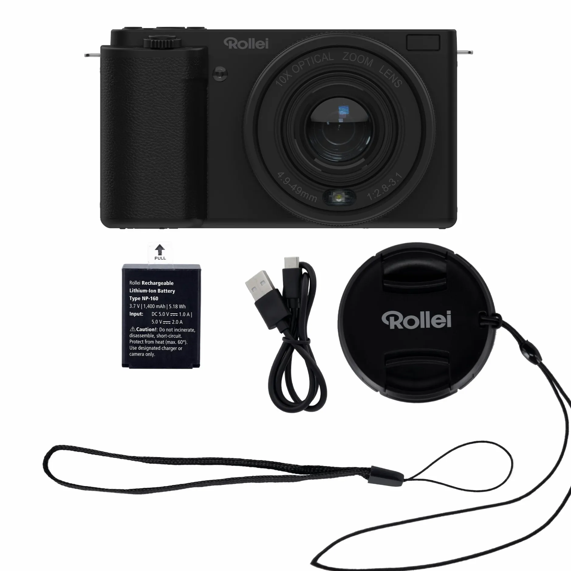 Rollei Digitalkameras-Compactline 10x Flip Screen | 64 MP Digitalkamera mit 4K