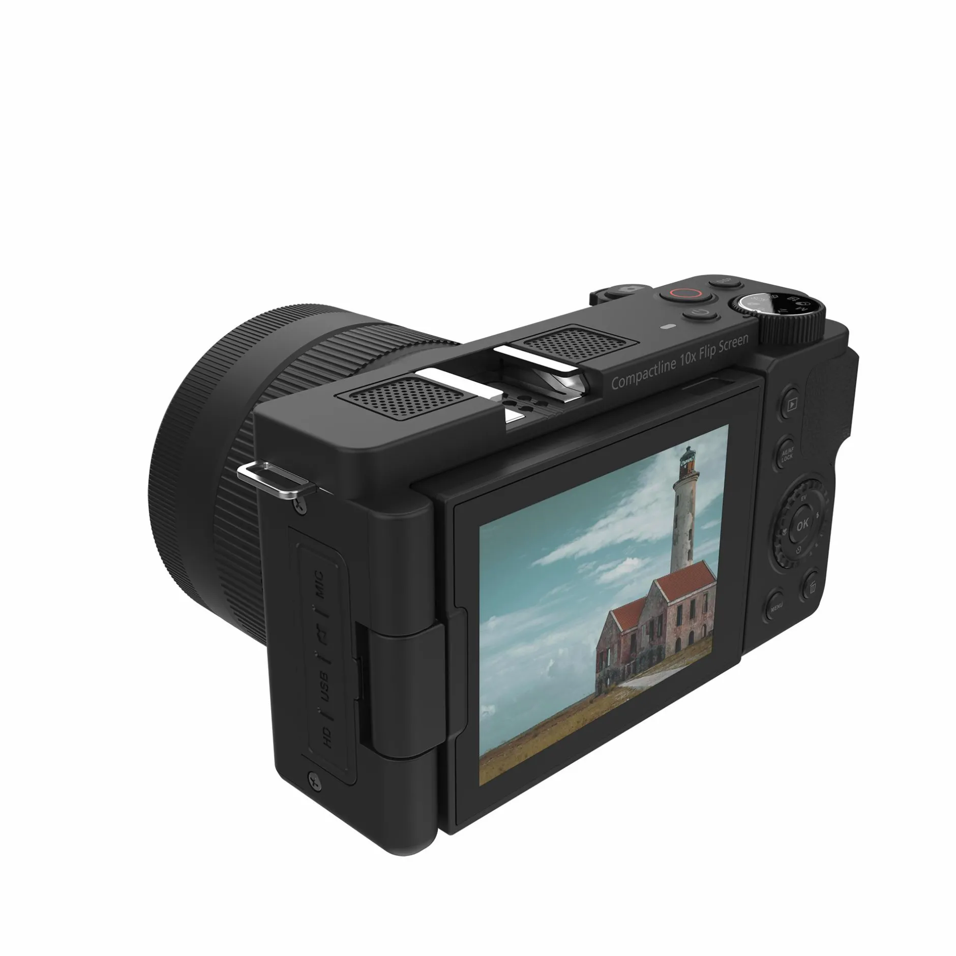 Rollei Digitalkameras-Compactline 10x Flip Screen | 64 MP Digitalkamera mit 4K