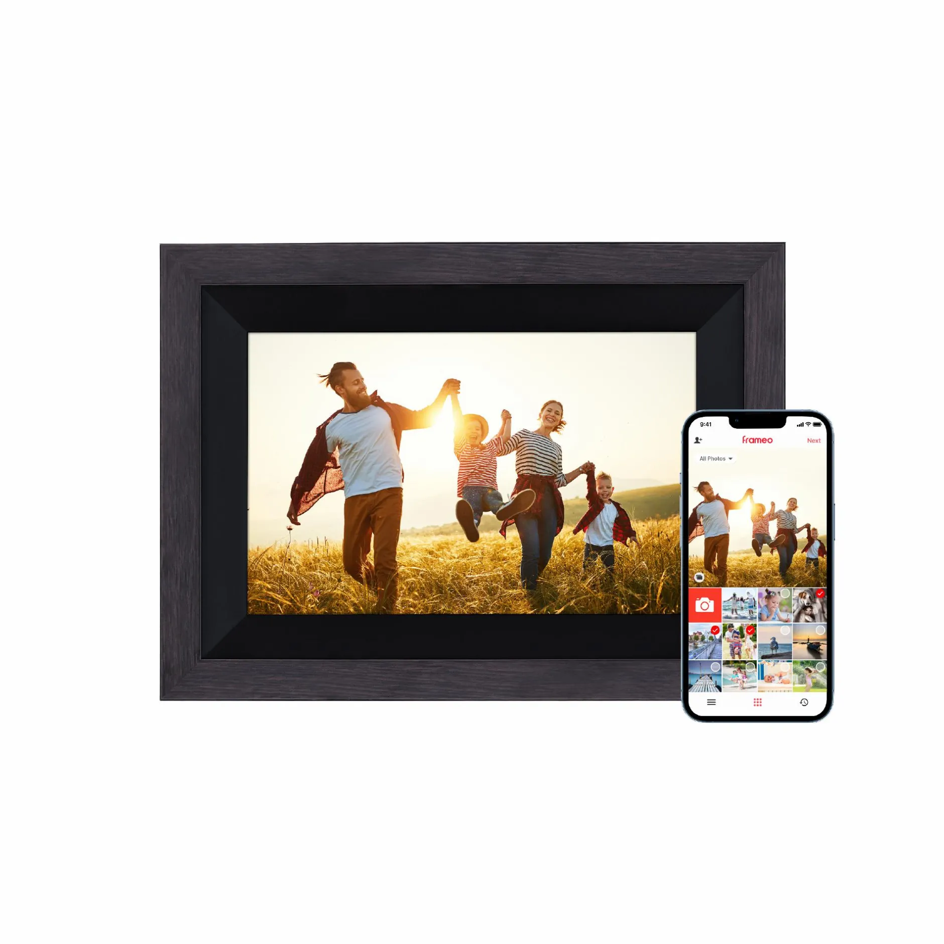 Rollei Digitale Bilderrahmen-Smarter Bilderrahmen | 10" Diagonale | Wifi | Frameo App | Holzrahmen | Modell 105